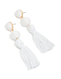 Boucles d’oreilles tombantes en tissu blanc