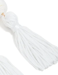 Boucles d’oreilles tombantes en tissu blanc
