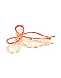 Gold Red Bow Claw Clip