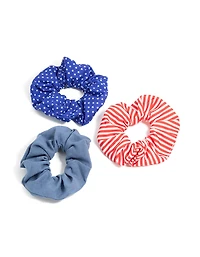 Blue & Red Fabric Star Polyester Scrunchies 3-Pack
