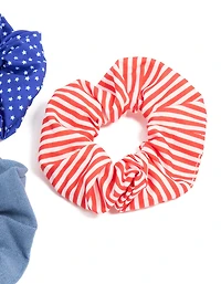 Blue & Red Fabric Star Polyester Scrunchies 3-Pack