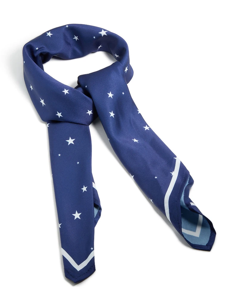 Foulard en tissu multi-étoiles bleu et blanc