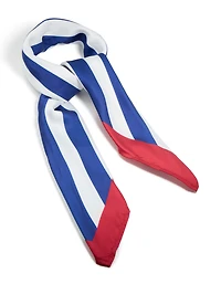 Écharpe en tissu blanc, rouge et bleu à rayures multiples