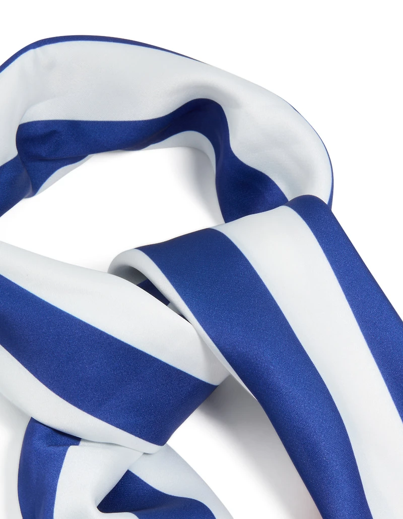 White Red & Blue Multi Stripe Fabric Scarf