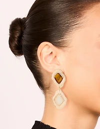 Gold Molten Aztec Drop Earrings