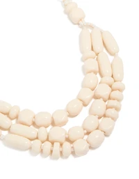 Cream Beaded Acrylic Yarn Necklace