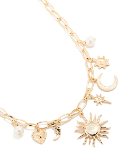 Collier de breloques célestes en or