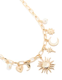 Collier de breloques célestes en or