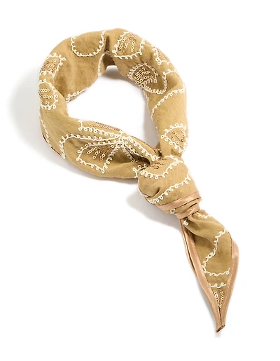 Brown Floral Sequin Fabric Scarf