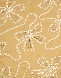 Brown Floral Sequin Fabric Scarf