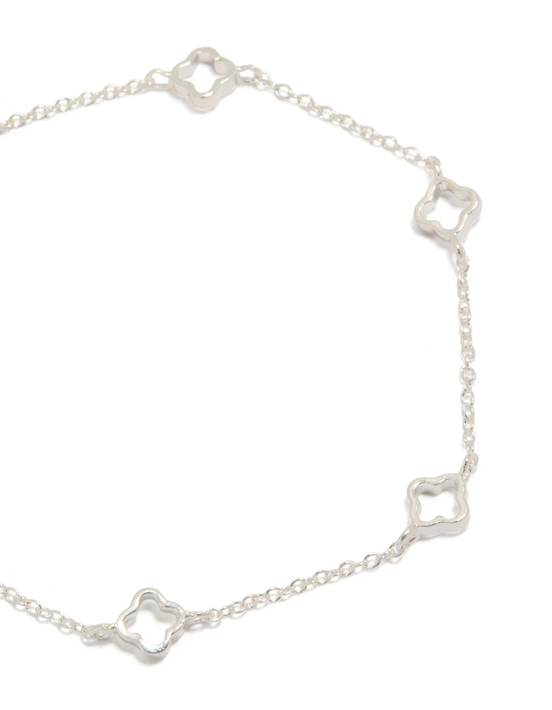 Sterling Silver Statement Flower Charms  Bracelet