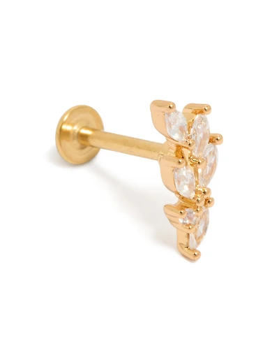 Gold Plated Surgical Steel Five Leaf Flat Back Crawler Single Flat Back Stud