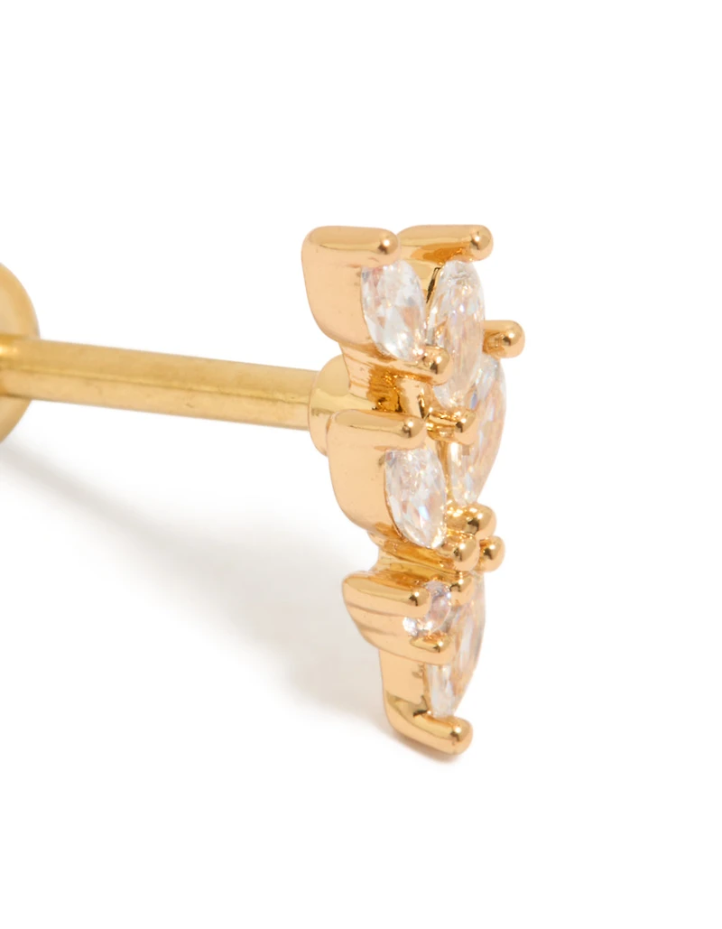 Gold Plated Surgical Steel Five Leaf Flat Back Crawler Single Flat Back Stud