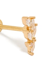 Gold Plated Surgical Steel Five Leaf Flat Back Crawler Single Flat Back Stud