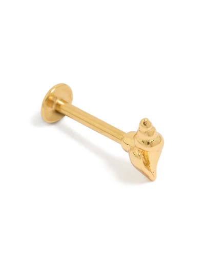Gold Plated Surgical Steel Miter Shell Single Flat Back Stud