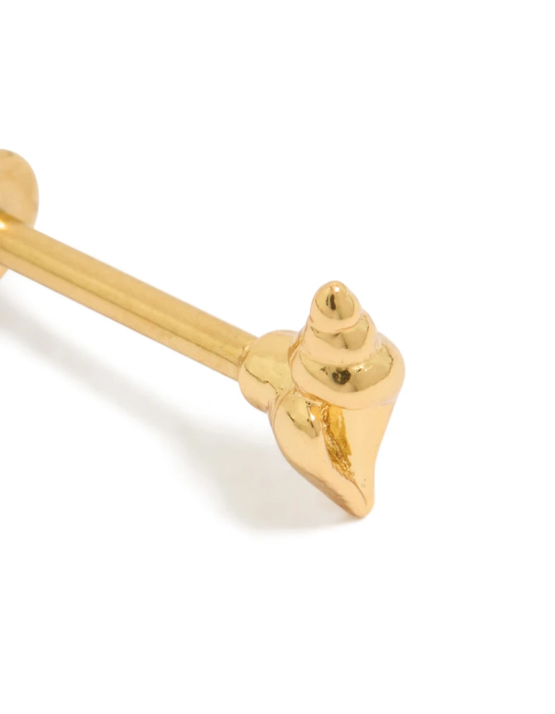Gold Plated Surgical Steel Miter Shell Single Flat Back Stud