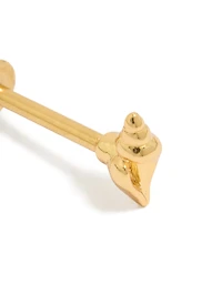 Gold Plated Surgical Steel Miter Shell Single Flat Back Stud