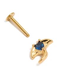 Gold Plated Surgical Steel Cubic Zirconia Stingray Single  Flat Back Stud