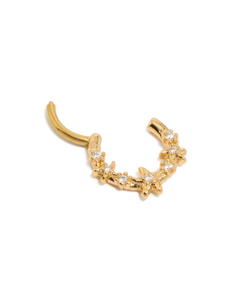 Gold Plated Surgical Steel Cubic Zirconia Multi Starfish Clicker Ring