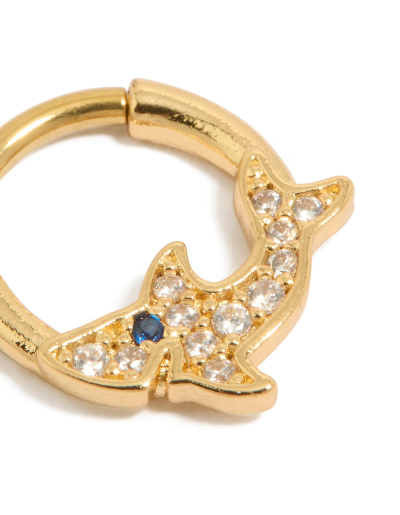 Gold Plated Surgical Steel Cubic Zirconia Shark Clicker Ring