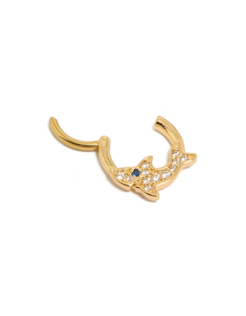 Gold Plated Surgical Steel Cubic Zirconia Shark Clicker Ring