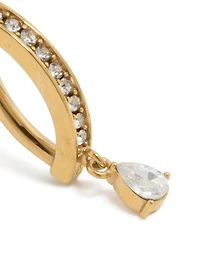 Gold Plated Titanium Cubic Zirconia  Curved Drop Belly Ring