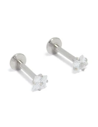 Surgical Steel 3 MM Cubic Zirconia Square Flat Back Studs