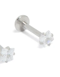 Surgical Steel 3 MM Cubic Zirconia Square Flat Back Studs