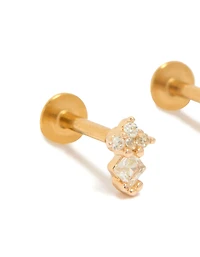 Clous de dos plat en diamant en zircone en acier chirurgical en acier doré