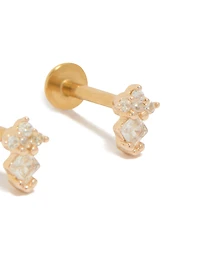 Gold Plated Surgical Steel Cubic Zirconia Mini Diamond Flat Back Studs