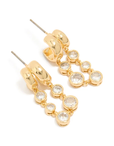 Boucles d’oreilles à double cerceau en zircone cubique plaquées or