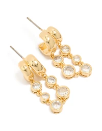 Boucles d’oreilles à double cerceau en zircone cubique plaquées or