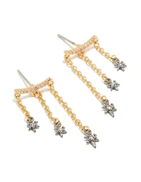 Mixed Metal Plated Cubic Zirconia Star Chain Earrings