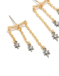 Mixed Metal Plated Cubic Zirconia Star Chain Earrings