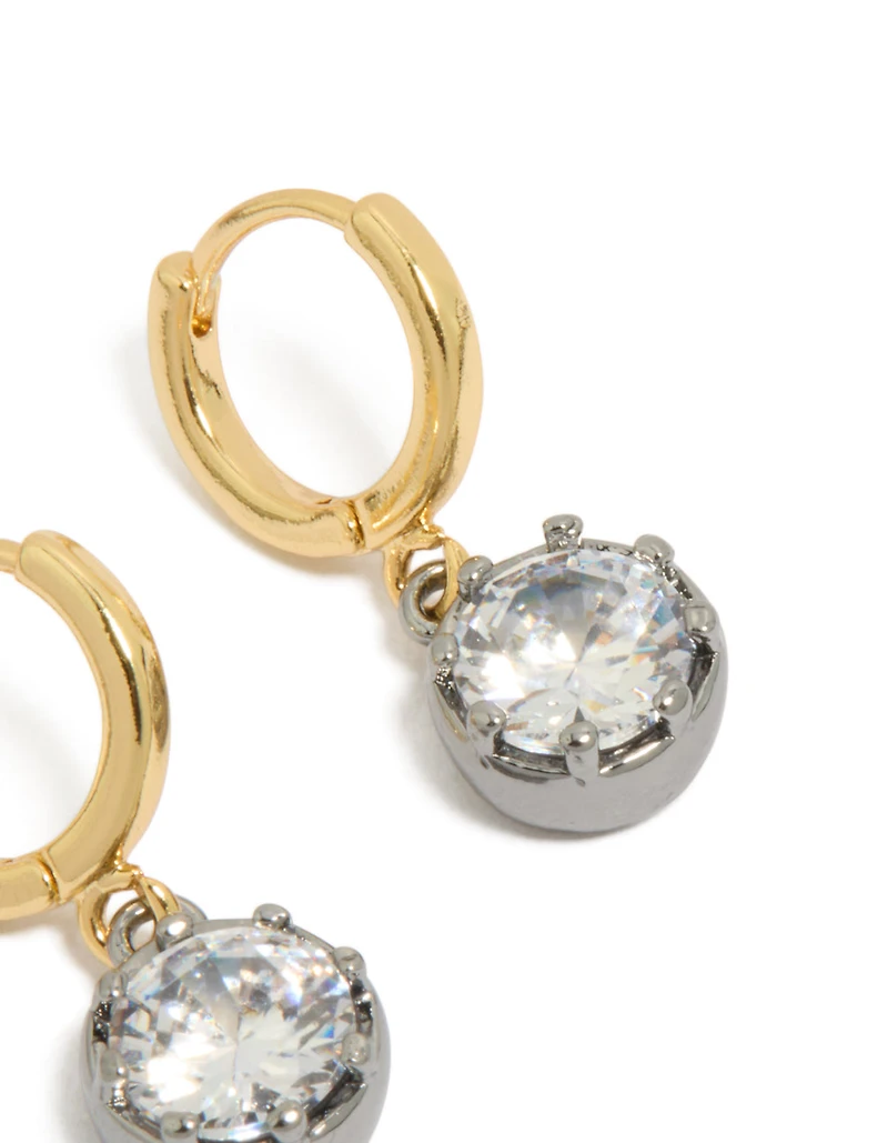Boucles d’oreilles cubiques Huggie Huggie en plaques métal mixtes