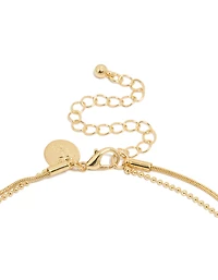 Gold Plated Cubic Zirconia Mini Oval & Droplets Charm Necklaces 2-Pack