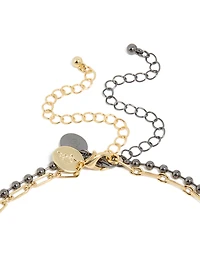 Mixed Metal Plated Cubic Zirconia Teardrop & Cluster Layered Necklace