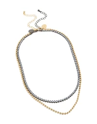 Mixed Metal Plated Cubic Zirconia Double Layered Tennis Ball Chain Necklace