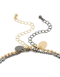 Mixed Metal Plated Cubic Zirconia Double Layered Tennis Ball Chain Necklace