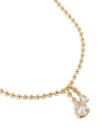 Gold Plated Double Cubic Zirconia Teardrop Pendant Necklace