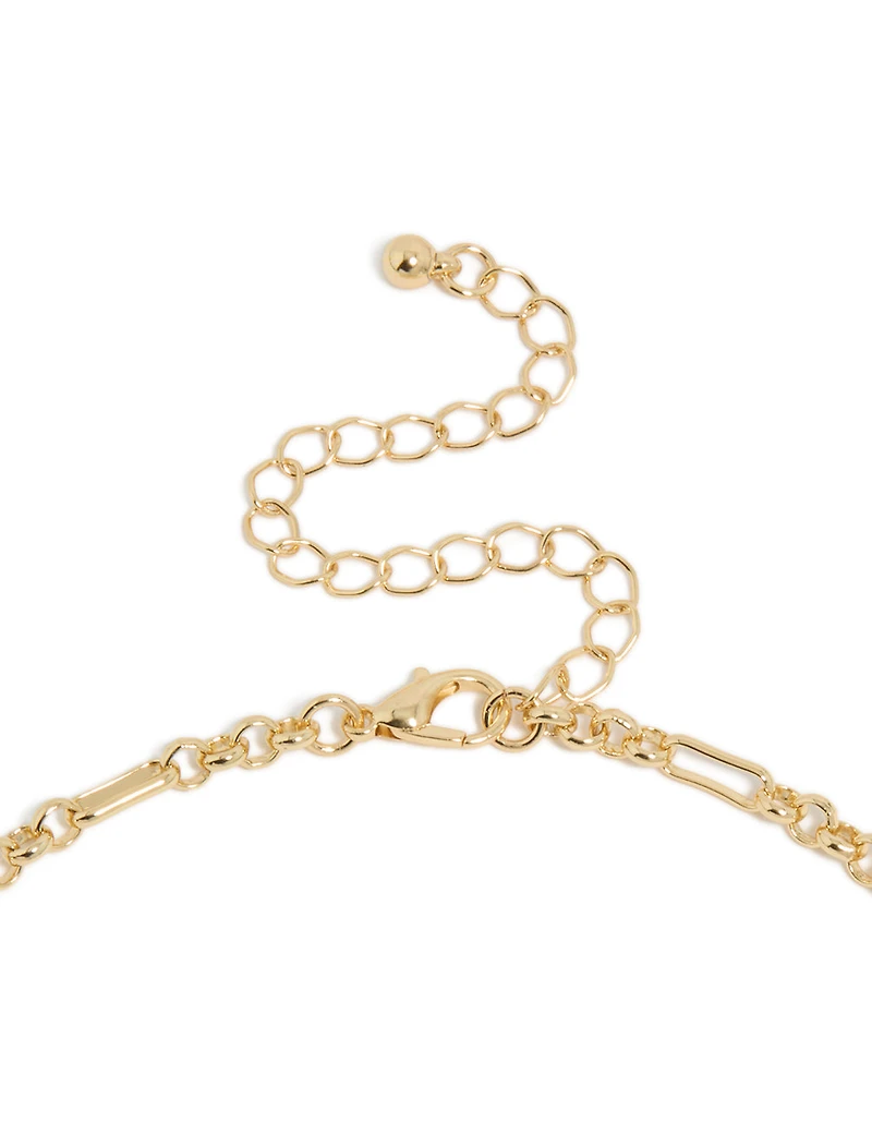 Mixed Metal Plated Diamante Cluster Drop Necklace