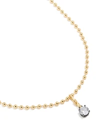 Mixed Metal Plated Cubic Zirconia Pendant & Ball Chain Necklace