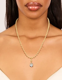 Pendentif et collier en zircone cubique plaqué métal mixte