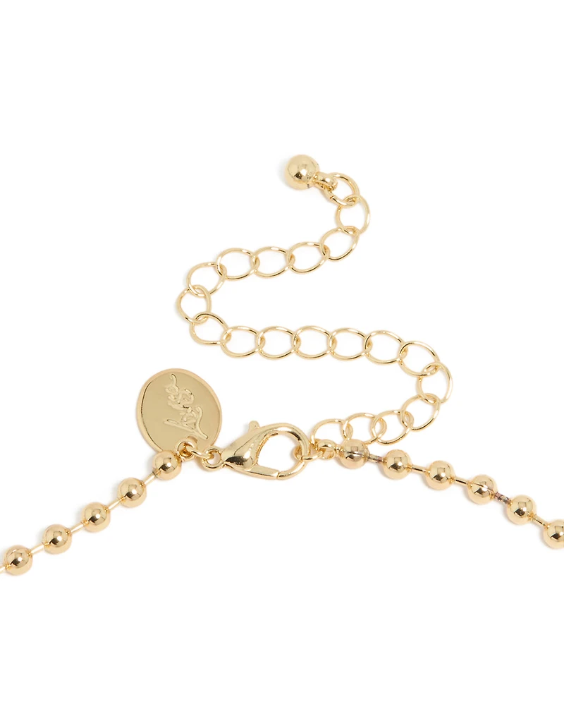 Mixed Metal Plated Cubic Zirconia Pendant & Ball Chain Necklace