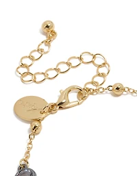 Mixed Metal Plated Cubic Zirconia Stone & Ball Chain Bracelet