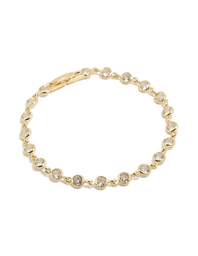 Gold Plated Bezel Cubic Zirconias Tennis Bracelet