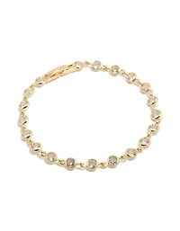 Gold Plated Bezel Cubic Zirconias Tennis Bracelet