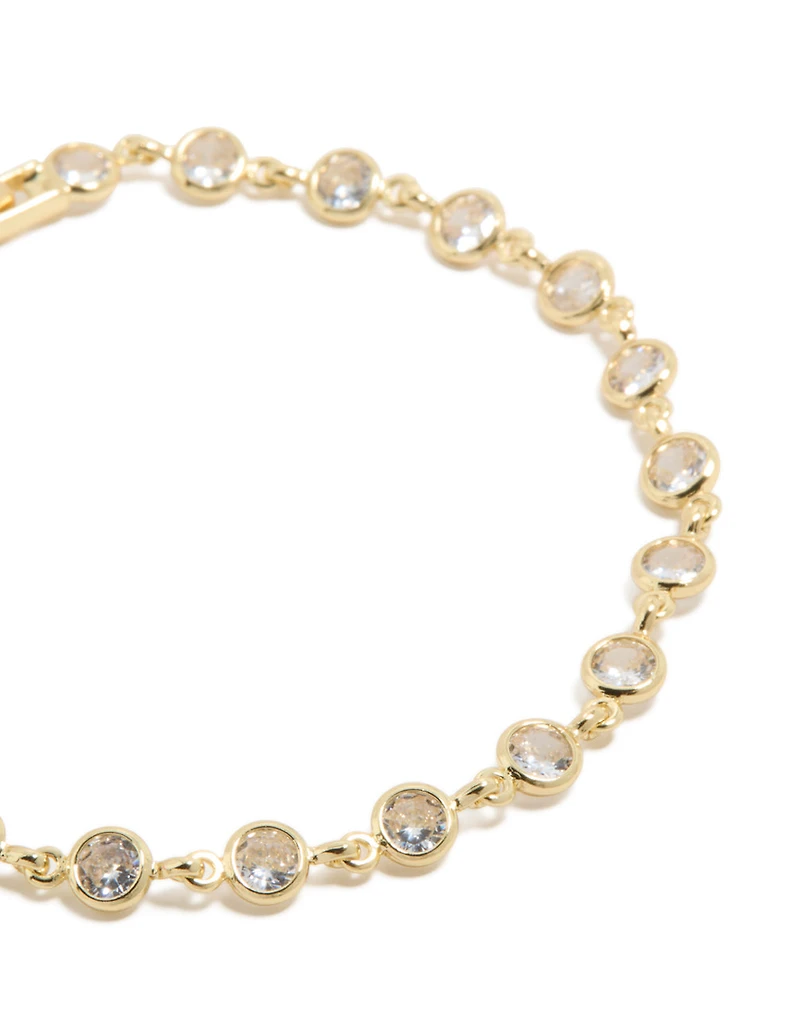 Bracelet de tennis en zirconia cubique à lunette dorée