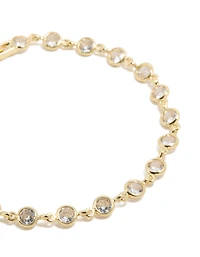 Bracelet de tennis en zirconia cubique à lunette dorée
