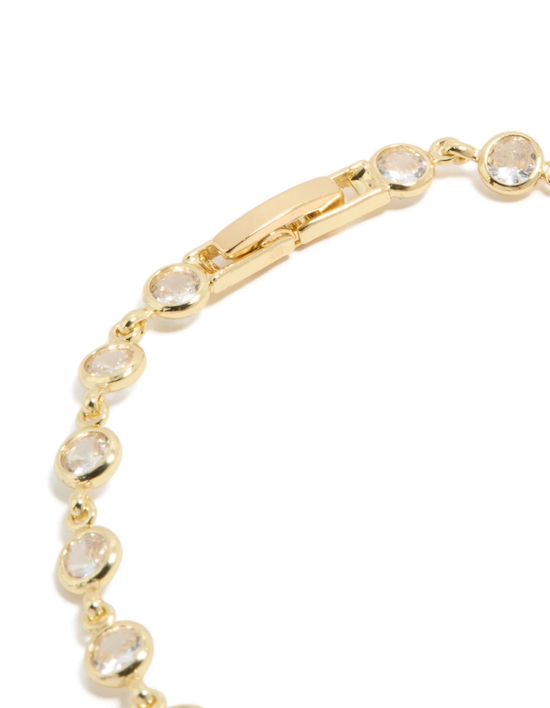 Gold Plated Bezel Cubic Zirconias Tennis Bracelet